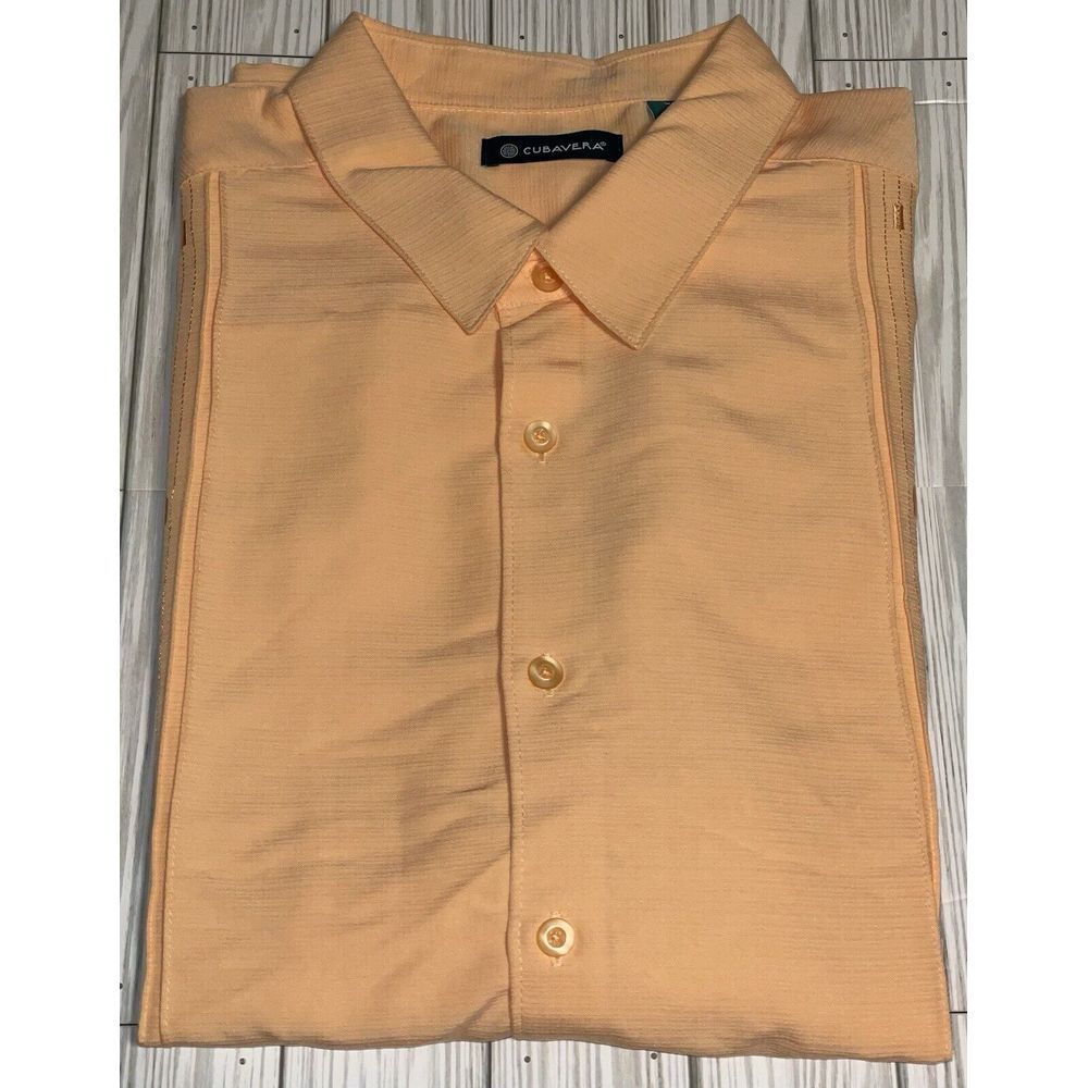 NWT Men's Cubavera Cuban Camp‎ Beach  Shirt XXL peach